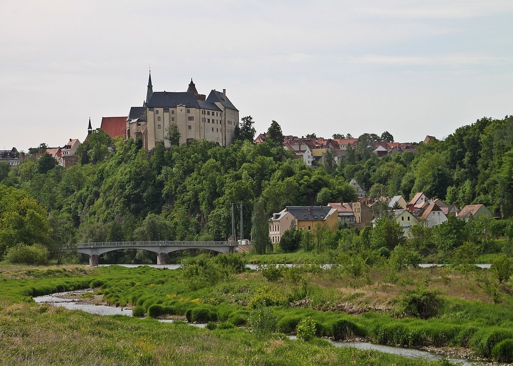 Hrad Mildenstein nad údolím Freiberger Mulde