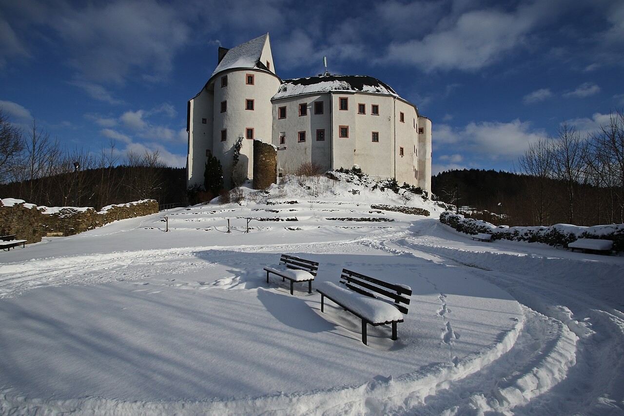 Hrad Scharfenstein v saských Krušných horách