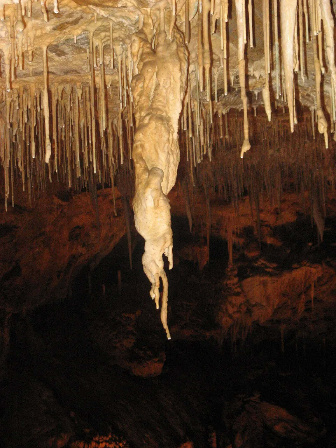 Stalaktity a stalagmit v Javoříčských jeskyních